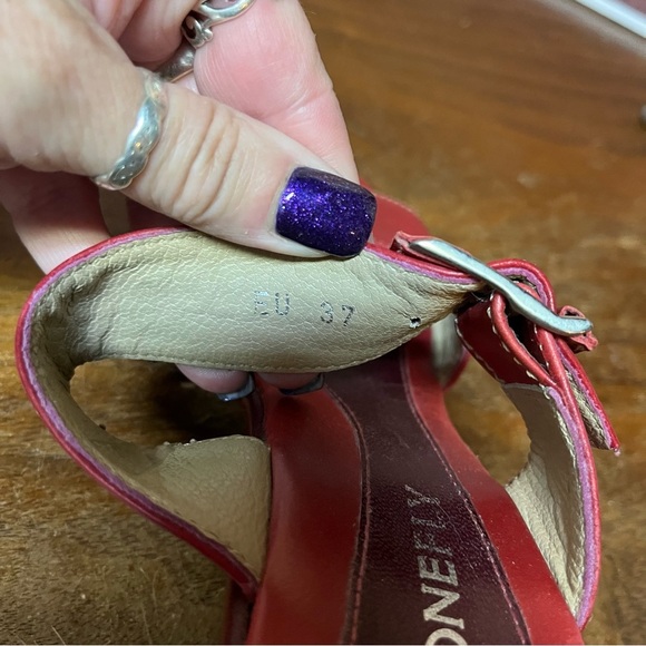 Stonefly Red Leather Slip On Heeled Summer Sandals - Picture 13 of 15